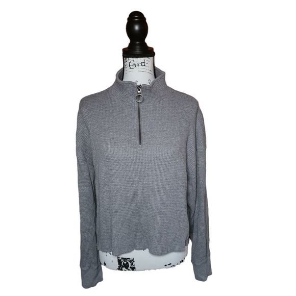 Hollister Tops - Hollister Gray Thermal Crop Top Long Sleeve Sweatshirt Women's Sweater